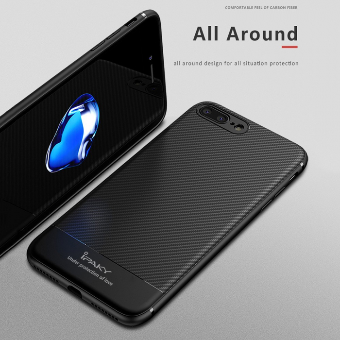 Husa Apple iPhone 8 Plus IPAKY Carbon Fiber Negru [7]