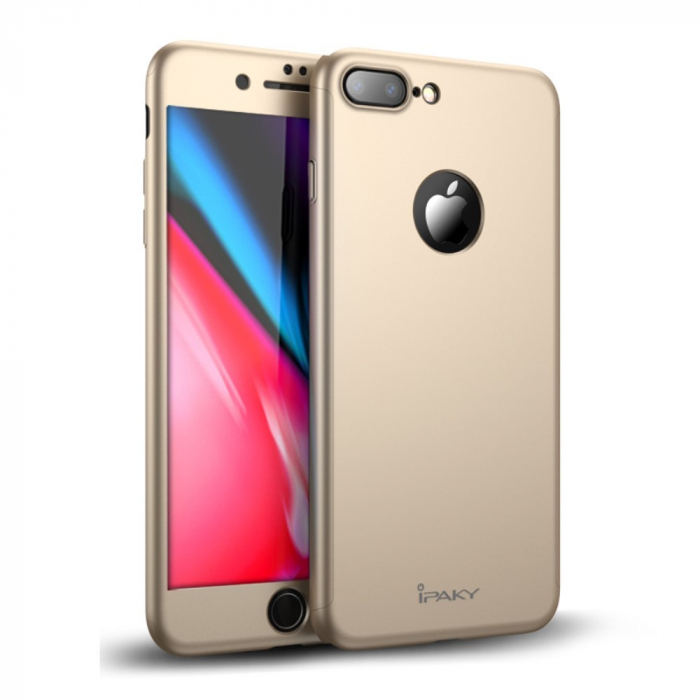 Husa Apple iPhone 8 Plus IPAKY Full Cover 360 Auriu + Folie Cadou [13]