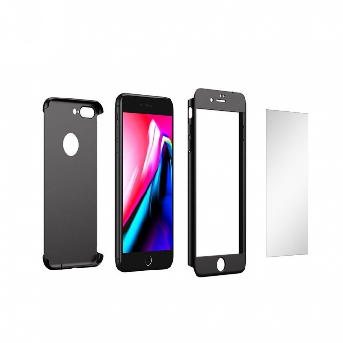 Husa Apple iPhone 8 Plus IPAKY Full Cover 360 Negru + Folie Cadou [21]