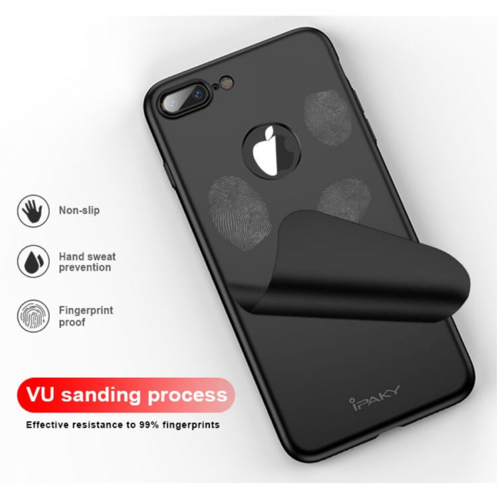 Husa Apple iPhone 8 Plus IPAKY Full Cover 360 Negru + Folie Cadou [6]