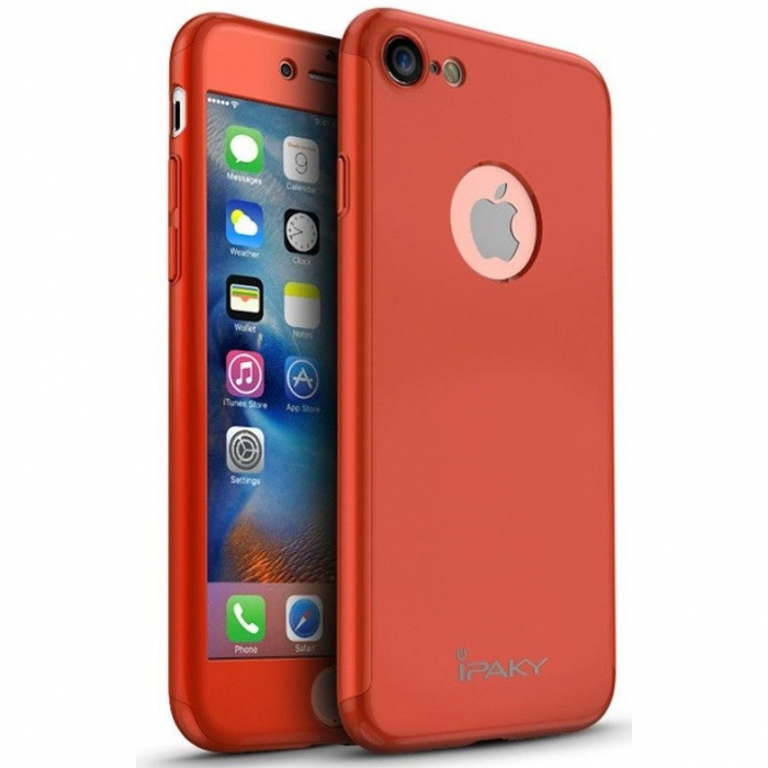 Husa Apple iPhone 8 Plus IPAKY Full Cover 360 Rosu + Folie Cadou [2]