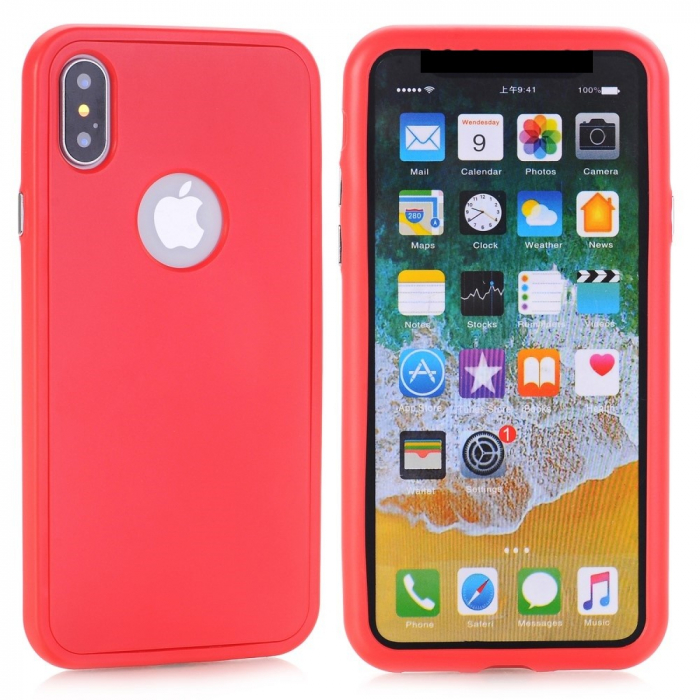 Husa Apple iPhone X Full Silicone Rosu [6]