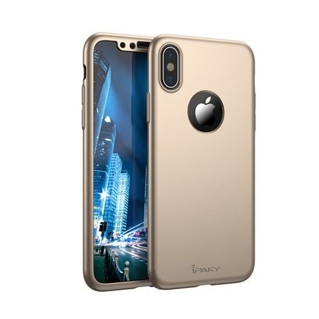 Husa Apple iPhone X IPAKY Full Cover 360 Auriu + Folie Cadou [5]
