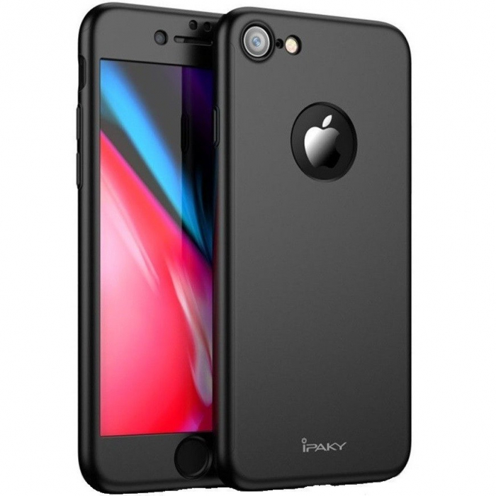 Husa Apple iPhone X IPAKY Full Cover 360 Negru + Folie Cadou [1]
