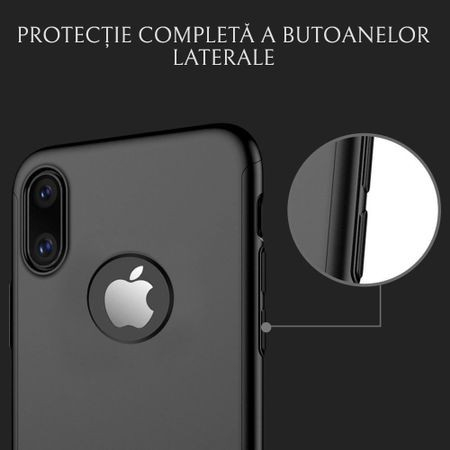 Husa Apple iPhone X IPAKY Full Cover 360 Negru + Folie Cadou [8]