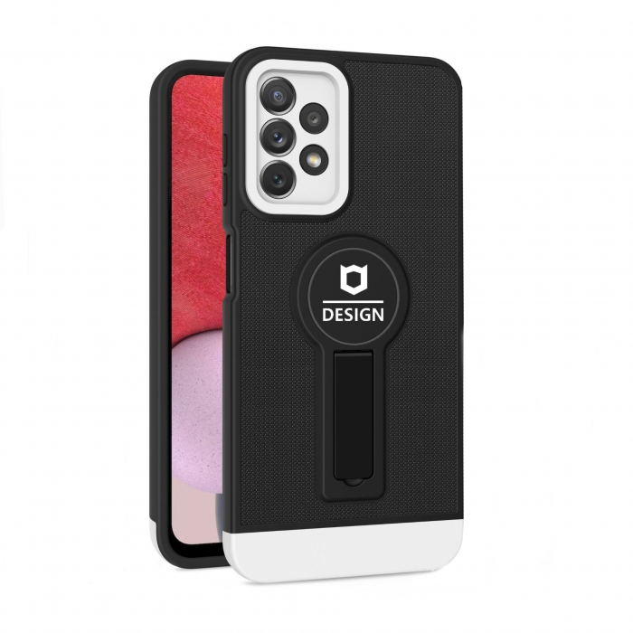 Husa Armor Design cu Stand pentru Apple iPhone 14 Plus (6.7) Negru/Alb, Suport Auto Magnetic, Protectie Antisoc, Flippy [7]