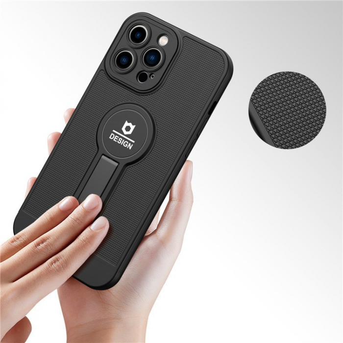 Husa Armor Design cu Stand pentru Apple iPhone 14 Plus (6.7) Negru, Suport Auto Magnetic, Protectie Antisoc, Flippy [4]