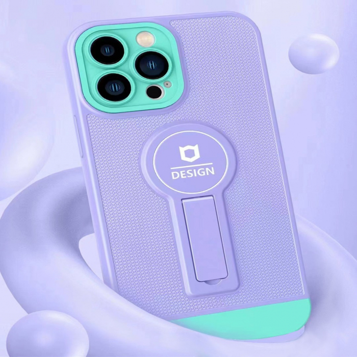 Husa Armor Design cu Stand pentru Apple iPhone XR, Mov/Albastru, Suport Auto Magnetic, Wireless Charge, Protectie Antisoc, Flippy [5]