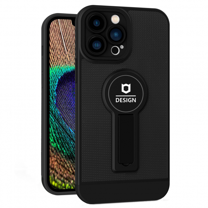 Husa Armor Design cu Stand pentru iPhone 11 Pro Max, Negru, Suport Auto Magnetic, Wireless Charge, Protectie Antisoc, Flippy [1]