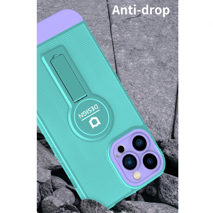 Husa Armor Design cu Stand pentru Samsung Galaxy A13 4G, Blue/Mov, Suport Auto Magnetic, Wireless Charge, Protectie Antisoc, Flippy [3]