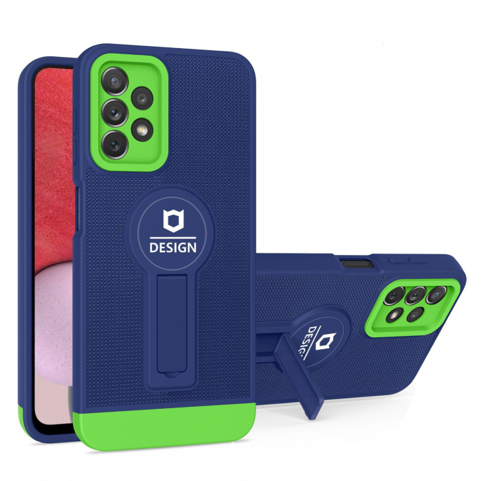 Husa Armor Design cu Stand pentru Samsung Galaxy A33 5G, Albastru/ Verde, Suport Auto Magnetic, Wireless Charge, Protectie Antisoc, Flippy [2]