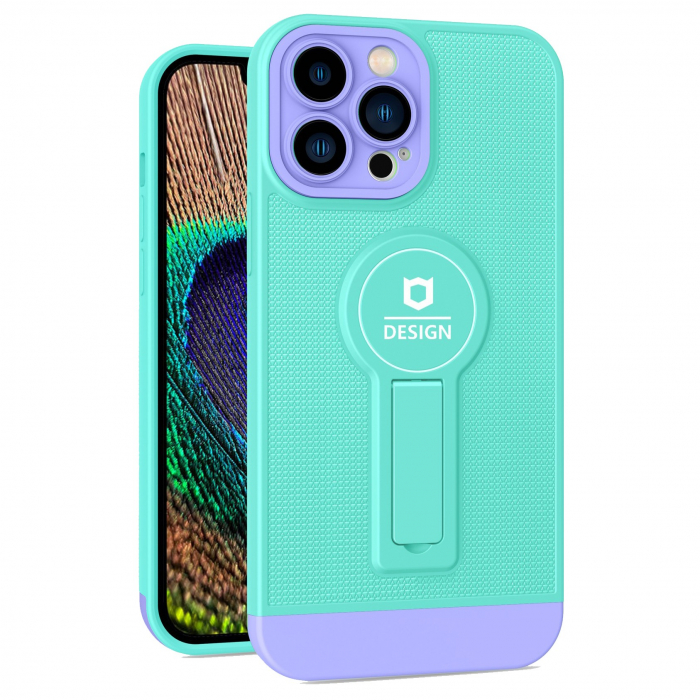 Husa Armor Design cu Stand pentru Samsung Galaxy A53 5G, Blue/Mov, Suport Auto Magnetic, Wireless Charge, Protectie Antisoc, Flippy [1]