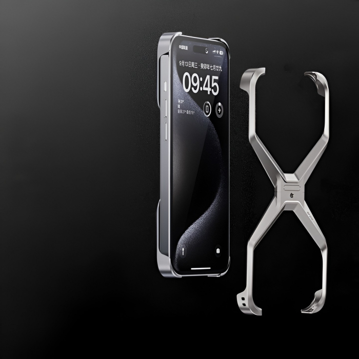 Husa Armor X Compatibila cu iPhone 15, Flippy, Aliaj de Aluminiu, Antisoc, Antizgarieturi, Impermeabila, Margini cu 2 Straturi, Aderent, Montare Usoara, Surubelnita Inclusa, Gri Metalizat [5]