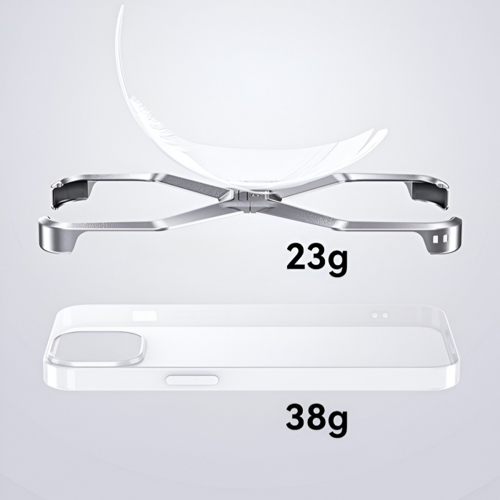 Husa Armor X Compatibila cu iPhone 15 Pro, Flippy, Aliaj de Aluminiu, Antisoc, Antizgarieturi, Impermeabila, Margini cu 2 Straturi, Aderent, Montare Usoara, Surubelnita Inclusa, Gri Metalizat [3]