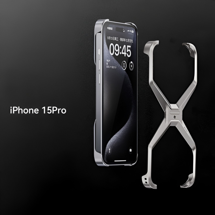 Husa Armor X Compatibila cu iPhone 15 Pro, Flippy, Aliaj de Aluminiu, Antisoc, Antizgarieturi, Impermeabila, Margini cu 2 Straturi, Aderent, Montare Usoara, Surubelnita Inclusa, Gri Metalizat [5]