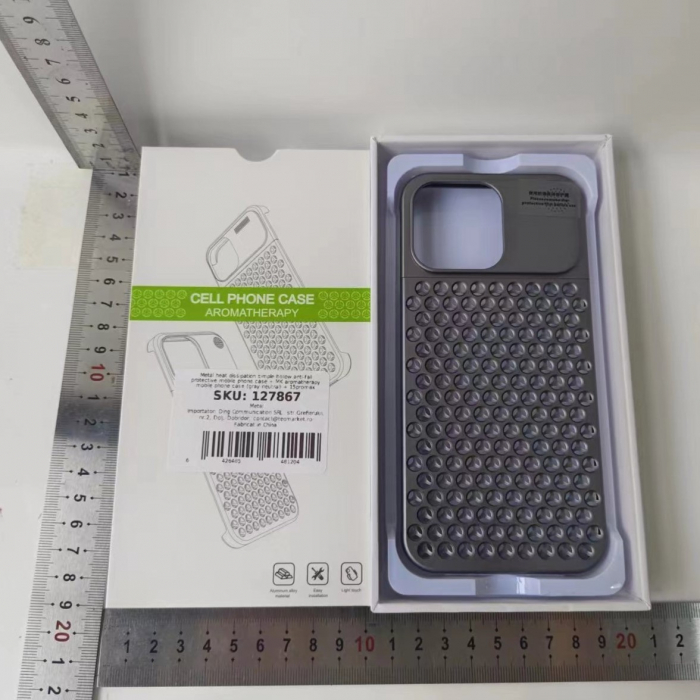 Husa Aromaterapia Compatibila cu iPhone 15 Pro, Flippy, Antisoc, Antizgariere, Protectie Camera si Supraincalzire, din Aliaj de Aluminiu, Gri [9]