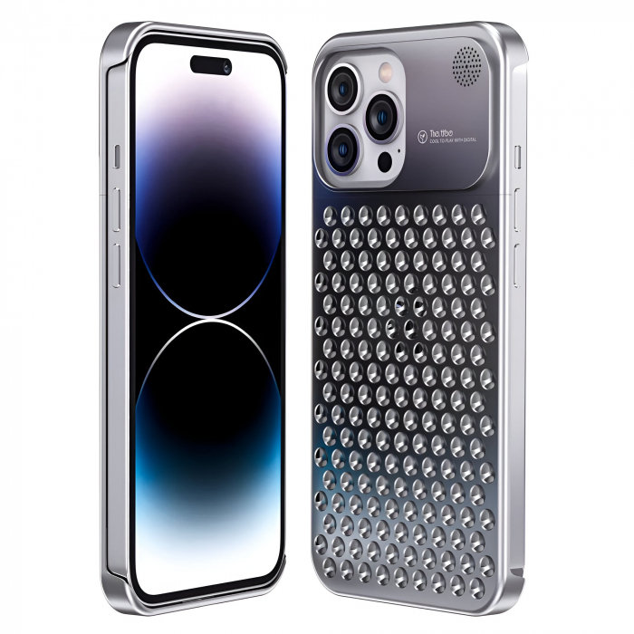 Husa Aromaterapia Compatibila cu iPhone 15 Pro Max, Flippy, Antisoc, Antizgariere, Protectie Camera si Supraincalzire, din Aliaj de Aluminiu, Argintiu [4]