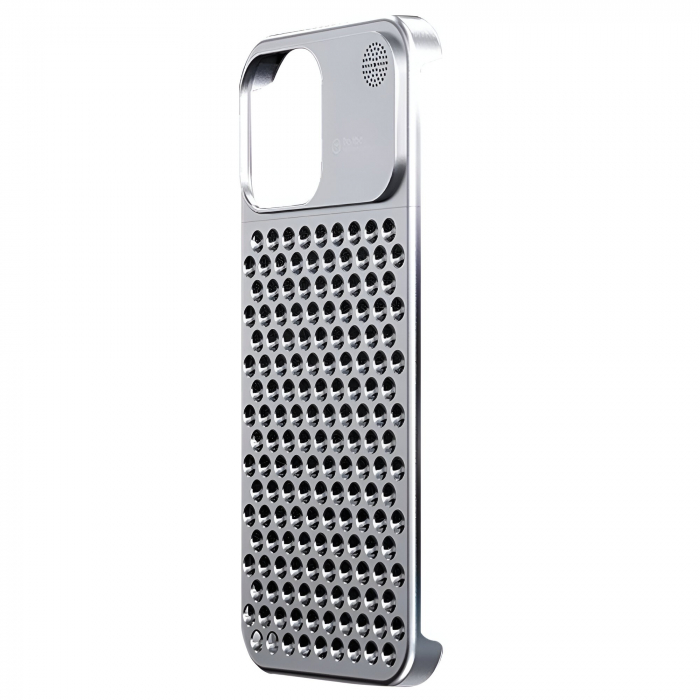 Husa Aromaterapia Compatibila cu iPhone 15 Pro Max, Flippy, Antisoc, Antizgariere, Protectie Camera si Supraincalzire, din Aliaj de Aluminiu, Argintiu [2]