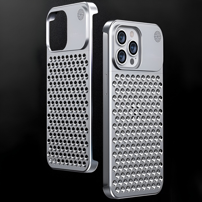 Husa Aromaterapia Compatibila cu iPhone 15 Pro Max, Flippy, Antisoc, Antizgariere, Protectie Camera si Supraincalzire, din Aliaj de Aluminiu, Argintiu [3]