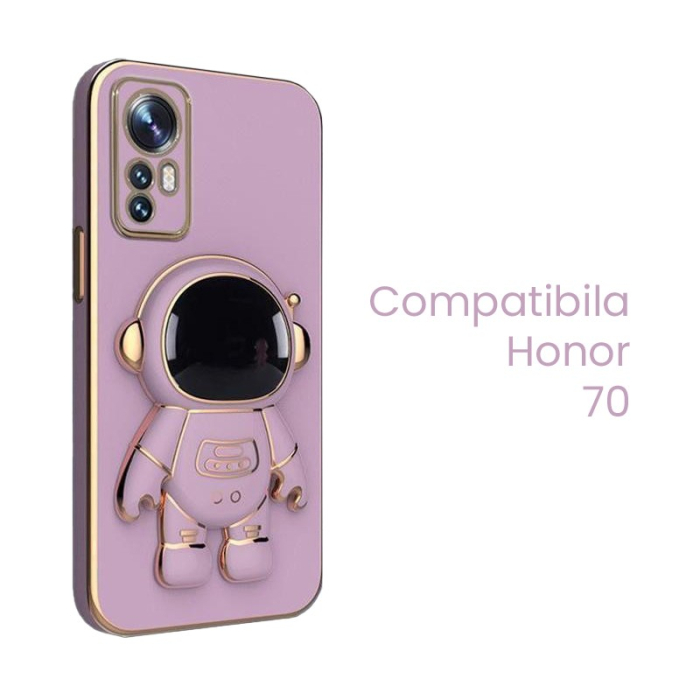 Husa de Protectie 2 in 1, Flippy, Husa de Protectie pentru Honor 70, Model Astronaut, Husa cu Suport, din TPU, Mov [2]