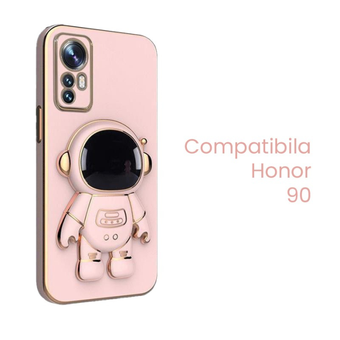 Husa de Protectie 2 in 1, Flippy, Husa de Protectie pentru Honor 90, Model Astronaut, Husa cu Suport, din TPU, Roz [2]