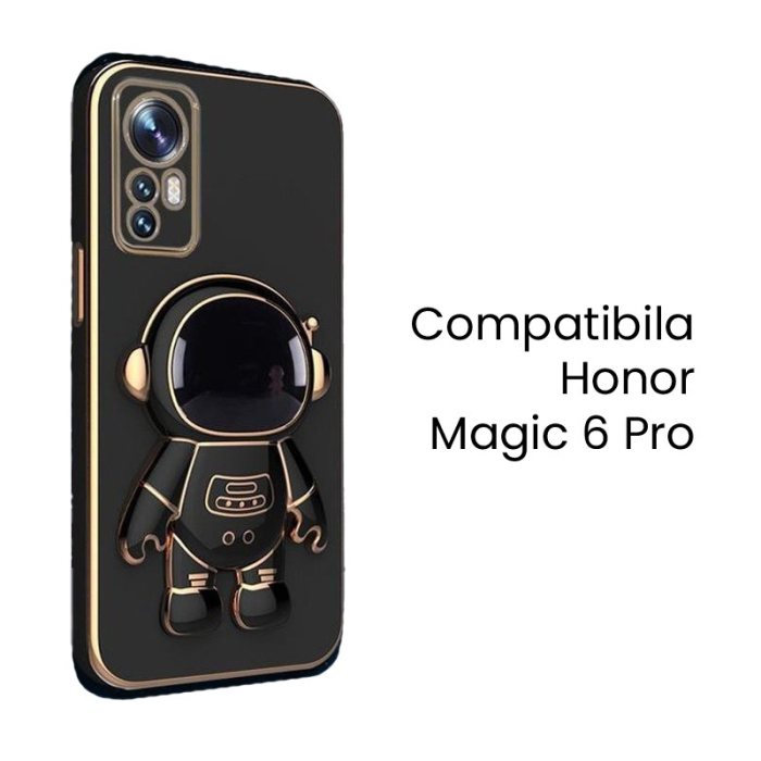 Husa de Protectie 2 in 1, Flippy, Husa de Protectie pentru Honor Magic 6 Pro, Model Astronaut cu Suport, din TPU, Negru [2]
