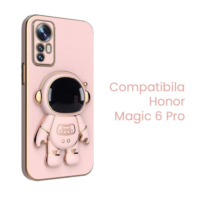 Husa de Protectie 2 in 1, Flippy, Husa de Protectie pentru Honor Magic 6 Pro, Model Astronaut cu Suport, din TPU ,Roz [2]