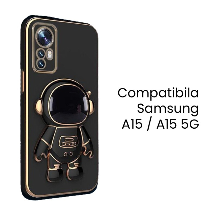 Husa de Protectie 2 in 1, Flippy, Husa de Protectie pentru Samsung Galaxy A15/A15 5G, Model Astronaut cu Suport, din TPU, Negru [2]