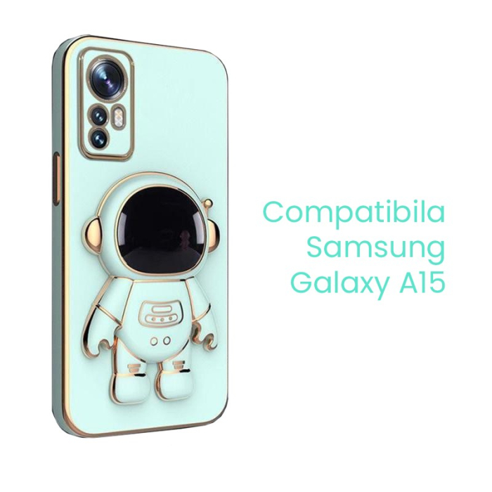 Husa de Protectie 2 in 1, Flippy, Husa de Protectie pentru Samsung Galaxy A15/A15 5G, Model Astronaut cu Suport, din TPU, Verde [2]