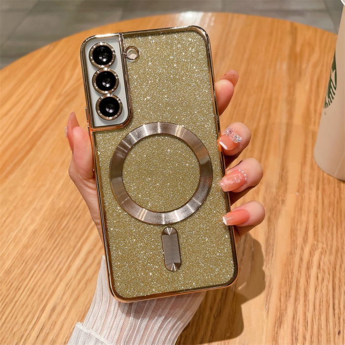 Husa de Protectie 2 in 1, Flippy, pentru Samsung Galaxy S23FE, Glitter Chrome Magsafe, din TPU, Magnetica, cu Protectie Lentila, Auriu [1]