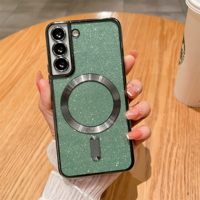 Husa de Protectie 2 in 1, Flippy, pentru Samsung Galaxy S23FE, Glitter Chrome Magsafe, din TPU, Magnetica, cu Protectie Lentila, Verde [1]