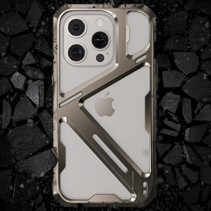 Husa de Protectie Armor Metal Compatibila cu iPhone 15 Pro, Flippy, Antizgariere, Antisoc, Protectie Supraincalzire, Gri Metalizat [6]