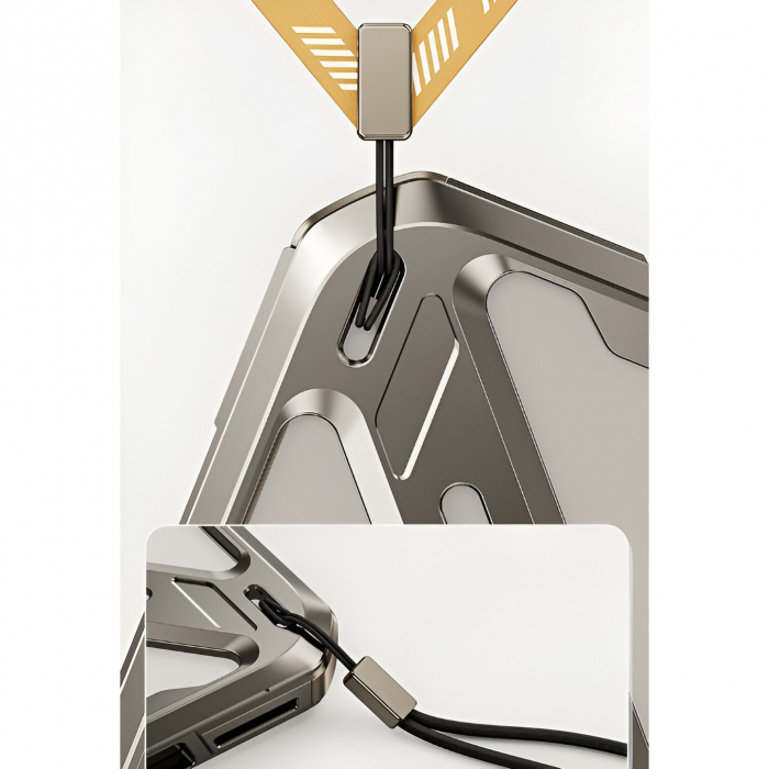 Husa de Protectie Armor Metal Compatibila cu iPhone 15 Pro Max, Flippy, Antizgariere, Antisoc, Protectie Supraincalzire, Gri Metalizat [2]