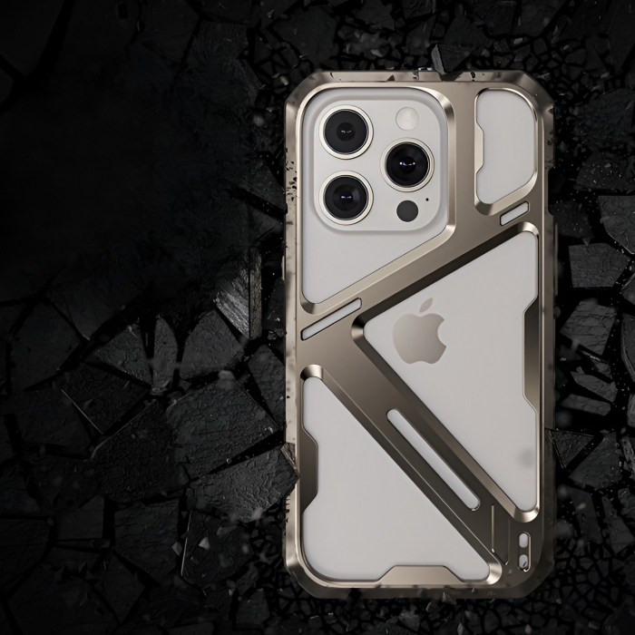Husa de Protectie Armor Metal Compatibila cu iPhone 15 Pro Max, Flippy, Antizgariere, Antisoc, Protectie Supraincalzire, Gri Metalizat [4]
