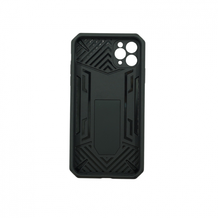 Husa de protectie Flippy compatibila cu Apple iPhone 11 Defender Model 4 cu suport, Negru [2]