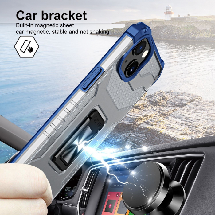 Husa de protectie Flippy compatibila cu Apple iPhone 13 Acrylic Armor cu suport Albastru [3]