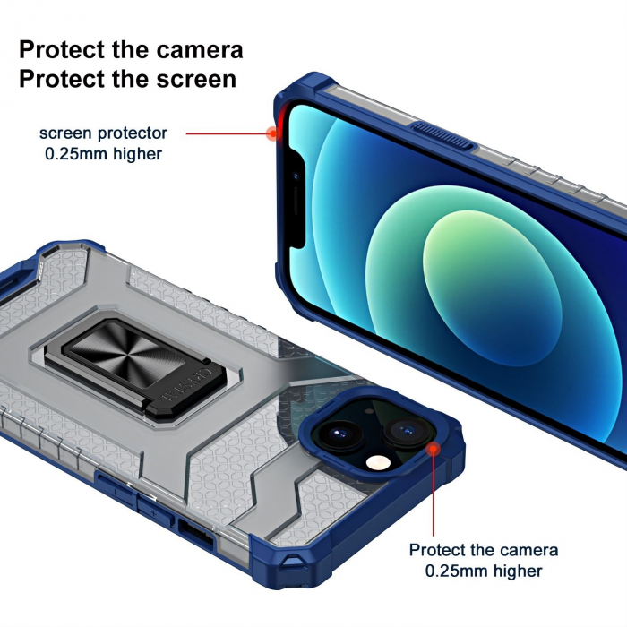 Husa de protectie Flippy compatibila cu Apple iPhone 13 Acrylic Armor cu suport Albastru [5]