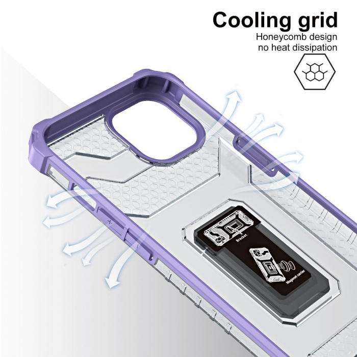 Husa de protectie Flippy compatibila cu Apple iPhone 13 Acrylic Armor cu suport Mov [6]