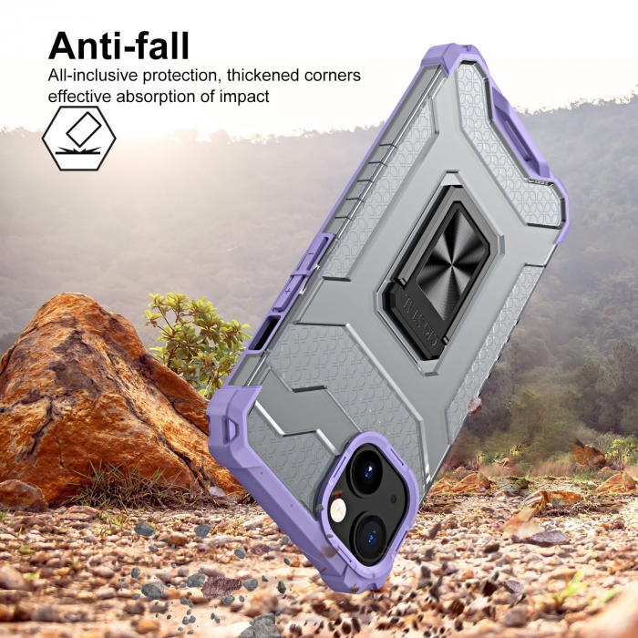 Husa de protectie Flippy compatibila cu Apple iPhone 13 Acrylic Armor cu suport Mov [5]