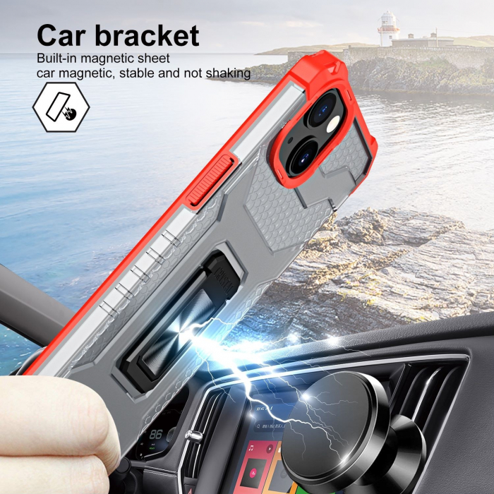 Husa de protectie Flippy compatibila cu Apple iPhone 13 Acrylic Armor cu suport Rosu [3]