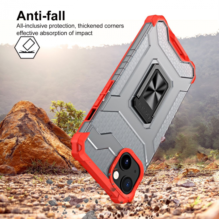 Husa de protectie Flippy compatibila cu Apple iPhone 13 Acrylic Armor cu suport Rosu [2]