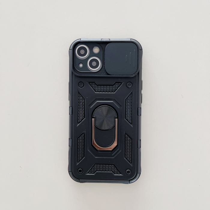 Husa de protectie Flippy compatibila cu Apple iPhone 13 Defender Model 4 cu suport,Negru [2]
