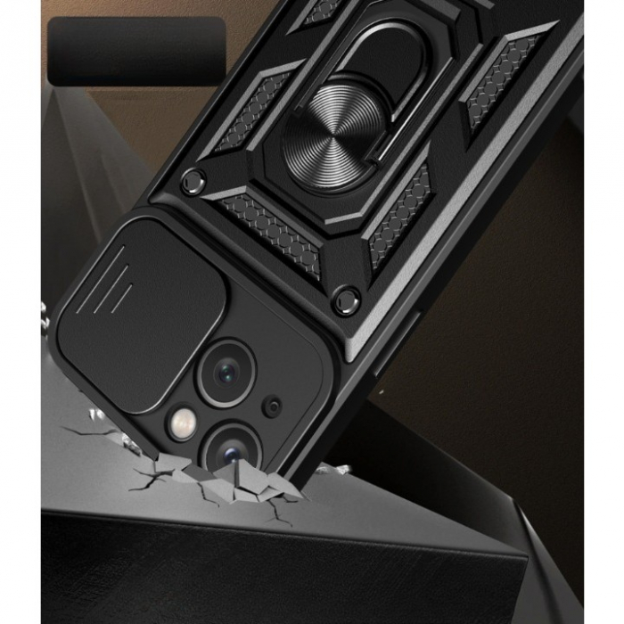 Husa de protectie Flippy compatibila cu Apple iPhone 13 Defender Model 4 cu suport,Negru [3]