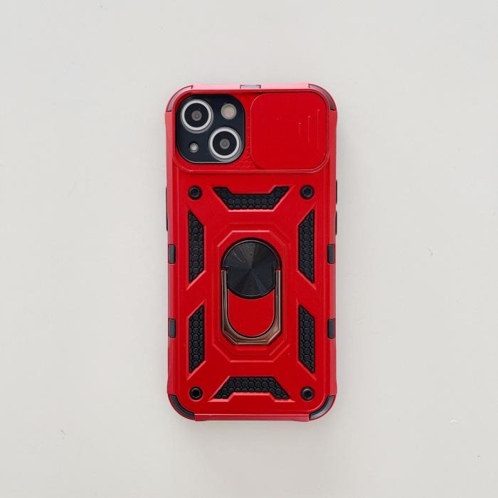 Husa de protectie Flippy compatibila cu Apple iPhone 13 Defender Model 4 cu suport,Rosu [3]