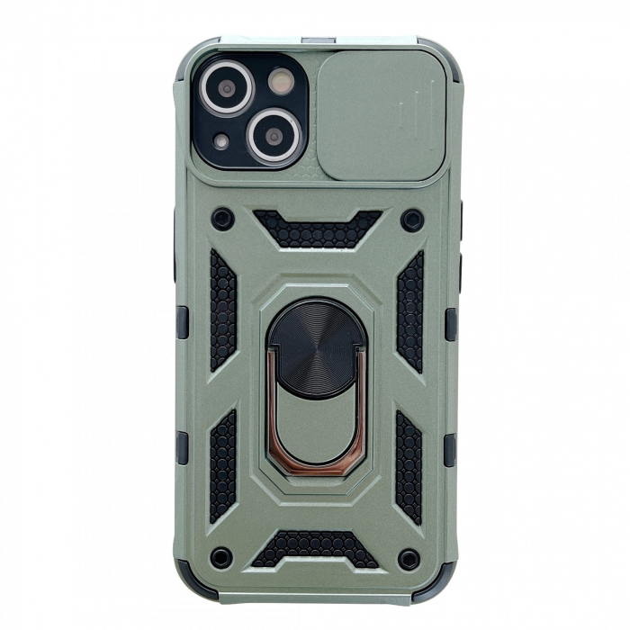 Husa de protectie Flippy compatibila cu Apple iPhone 13 Defender Model 4 cu suport,Verde [1]