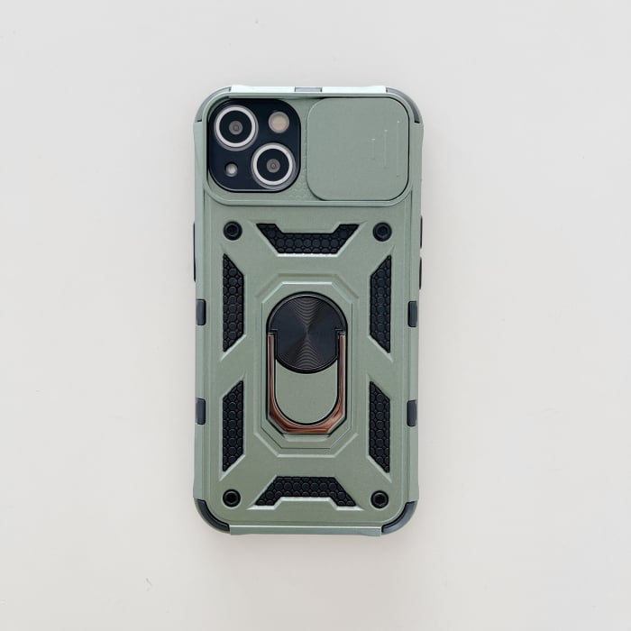 Husa de protectie Flippy compatibila cu Apple iPhone 13 Defender Model 4 cu suport,Verde [2]