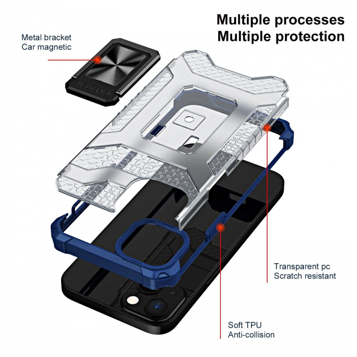 Husa de protectie Flippy compatibila cu Apple iPhone 13 Mini Acrylic Armor cu suport Albastru [6]