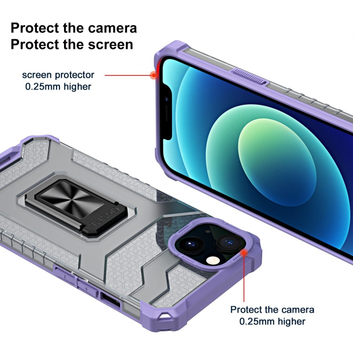 Husa de protectie Flippy compatibila cu Apple iPhone 13 Mini Acrylic Armor cu suport Mov [2]