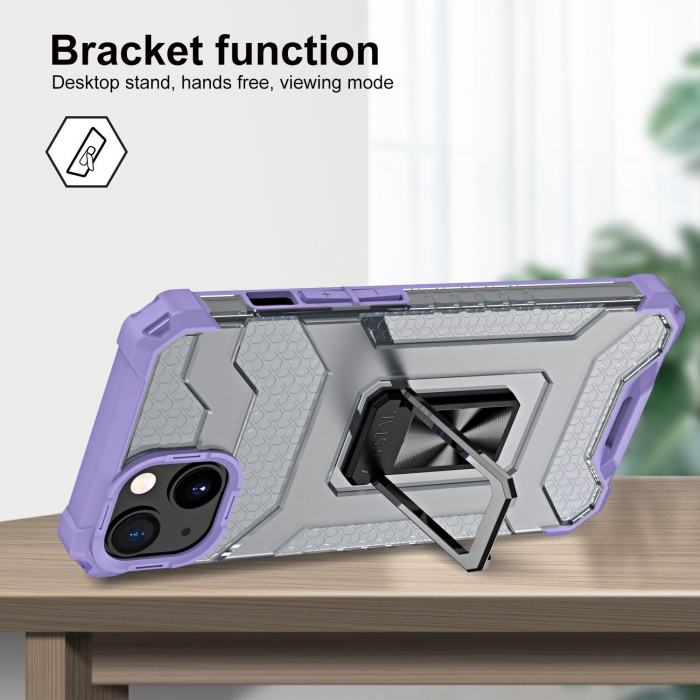 Husa de protectie Flippy compatibila cu Apple iPhone 13 Mini Acrylic Armor cu suport Mov [4]