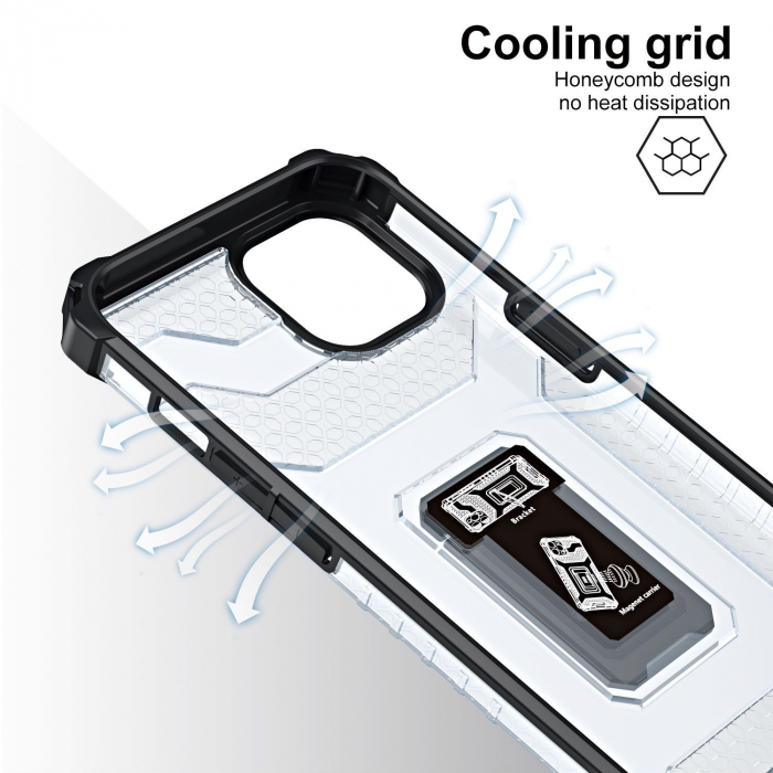 Husa de protectie Flippy compatibila cu Apple iPhone 13 Mini Acrylic Armor cu suport Negru [4]